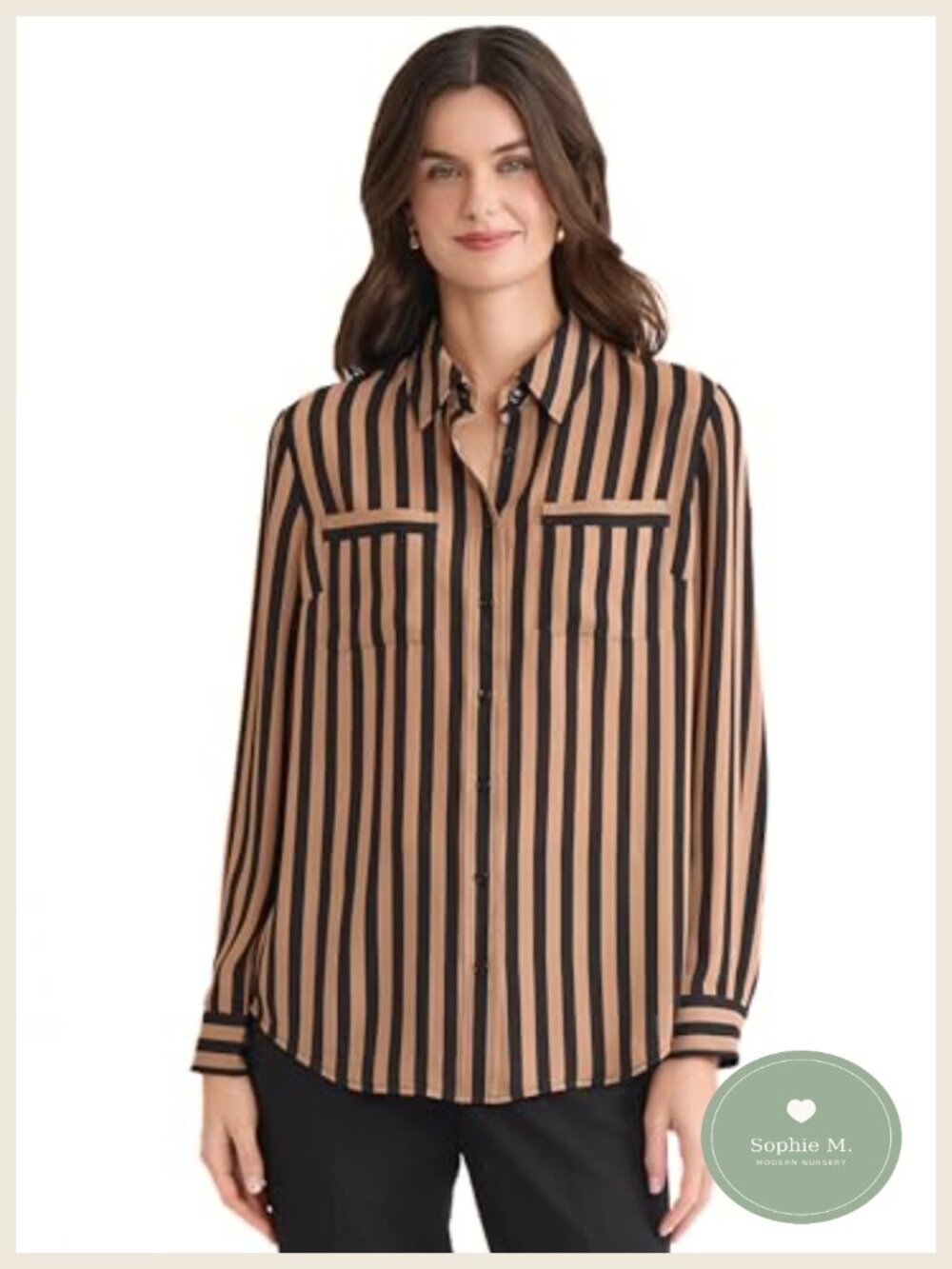 Long Sleeve Striped Button-Down Shirt Classic Fit Collared